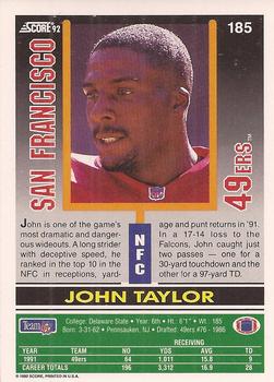1992 Score #185 John Taylor Back