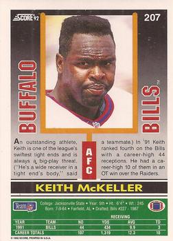 1992 Score #207 Keith McKeller Back