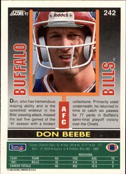 1992 Score #242 Don Beebe Back