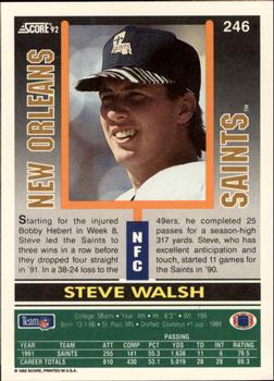 1992 Score #246 Steve Walsh Back