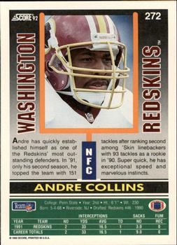 1992 Score #272 Andre Collins Back