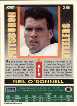 1992 Score #286 Neil O'Donnell Back