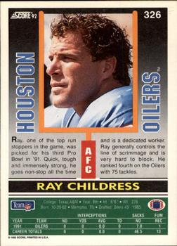 1992 Score #326 Ray Childress Back