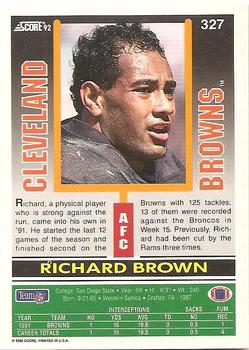 1992 Score #327 Richard Brown Back