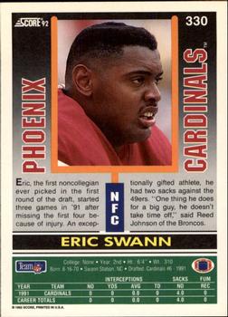 1992 Score #330 Eric Swann Back