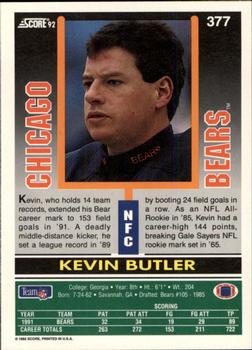 1992 Score #377 Kevin Butler Back