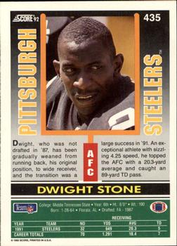 1992 Score #435 Dwight Stone Back