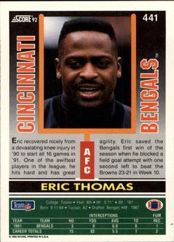 1992 Score #441 Eric Thomas Back