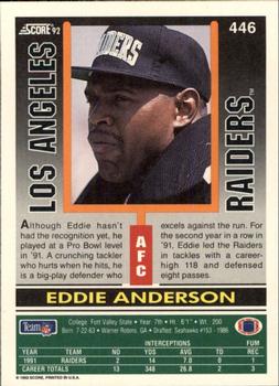 1992 Score #446 Eddie Anderson Back