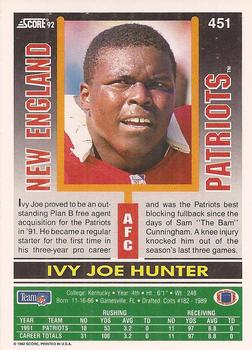 1992 Score #451 Ivy Joe Hunter Back