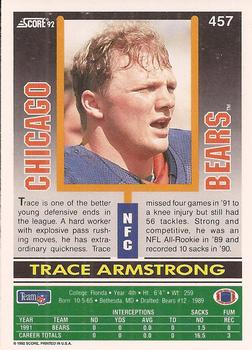 1992 Score #457 Trace Armstrong Back