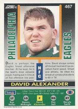 1992 Score #467 David Alexander Back