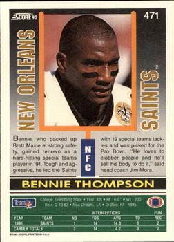 1992 Score #471 Bennie Thompson Back