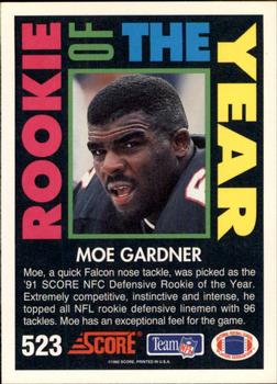 1992 Score #523 Moe Gardner Back