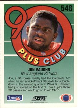 1992 Score #546 Jon Vaughn Back