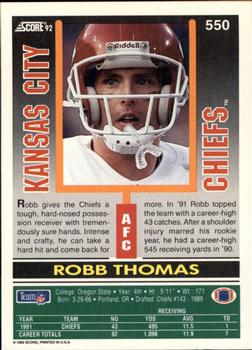 1992 Score #550 Robb Thomas Back