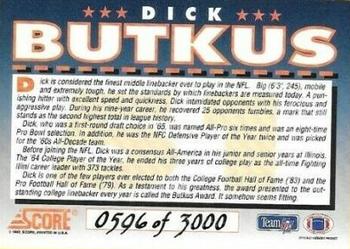 1992 Score #NNO Dick Butkus  Back