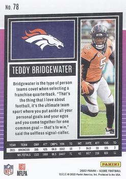 2022 Score - Scorecard #78 Teddy Bridgewater Back