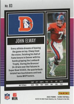 2022 Score - Scorecard #83 John Elway Back