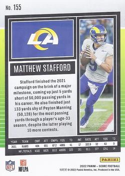 2022 Score - Scorecard #155 Matthew Stafford Back