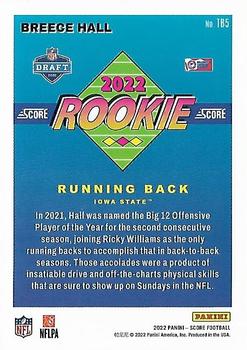 2022 Score - 1992 Throwback Rookie #TB5 Breece Hall Back