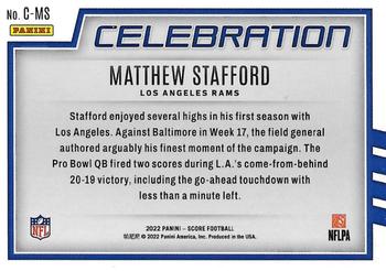 2022 Score - Celebration Gold #C-MS Matthew Stafford Back