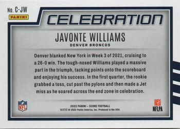 2022 Score - Celebration Purple #C-JW Javonte Williams Back