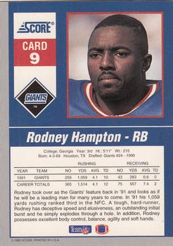 1992 Score - Gridiron Stars #9 Rodney Hampton Back