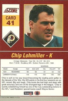 1992 Score - Gridiron Stars #41 Chip Lohmiller Back