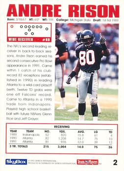 1992 SkyBox Impact #2 Andre Rison Back