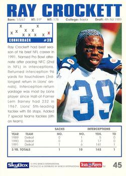 1992 SkyBox Impact #45 Ray Crockett Back