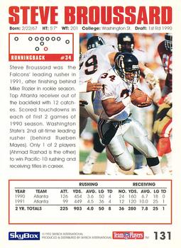 1992 SkyBox Impact #131 Steve Broussard Back