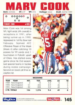 1992 SkyBox Impact #145 Marv Cook Back