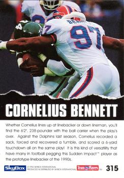 1992 SkyBox Impact #315 Cornelius Bennett Back