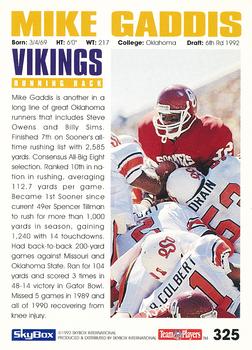 1992 SkyBox Impact #325 Mike Gaddis Back
