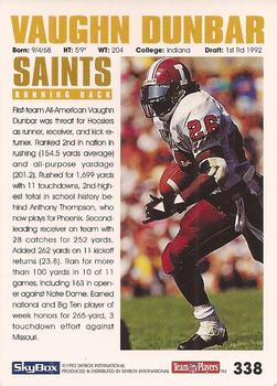 1992 SkyBox Impact #338 Vaughn Dunbar Back