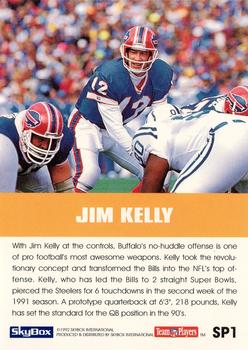 1992 SkyBox Impact #SP1 Jim Kelly Back