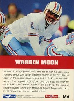 1992 SkyBox Impact - Major Impact #M6 Warren Moon Back