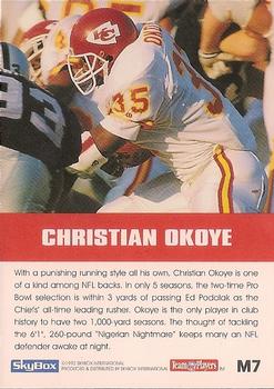 1992 SkyBox Impact - Major Impact #M7 Christian Okoye Back