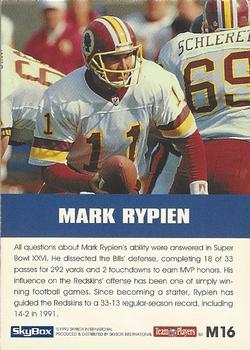 1992 SkyBox Impact - Major Impact #M16 Mark Rypien Back