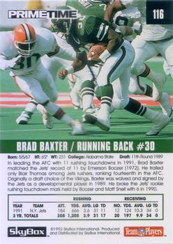 1992 SkyBox Prime Time #116 Brad Baxter Back