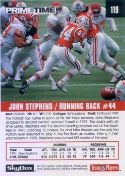 1992 SkyBox Prime Time #119 John Stephens Back