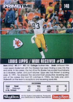 1992 SkyBox Prime Time #140 Louis Lipps Back