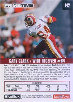 1992 SkyBox Prime Time #142 Gary Clark Back