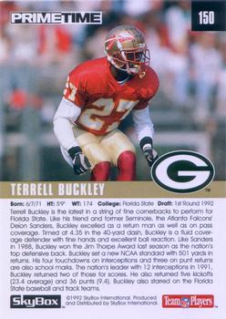 1992 SkyBox Prime Time #150 Terrell Buckley Back