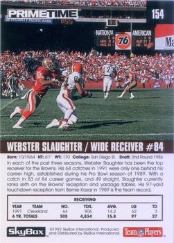 1992 SkyBox Prime Time #154 Webster Slaughter Back