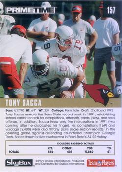 1992 SkyBox Prime Time #157 Tony Sacca Back