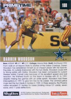 1992 SkyBox Prime Time #188 Darren Woodson Back