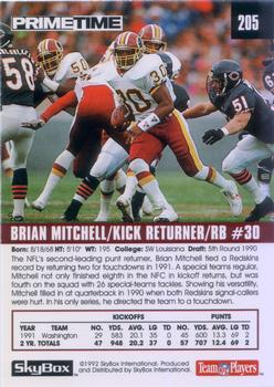 1992 SkyBox Prime Time #205 Brian Mitchell Back