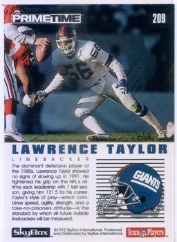 1992 SkyBox Prime Time #209 Lawrence Taylor Back
